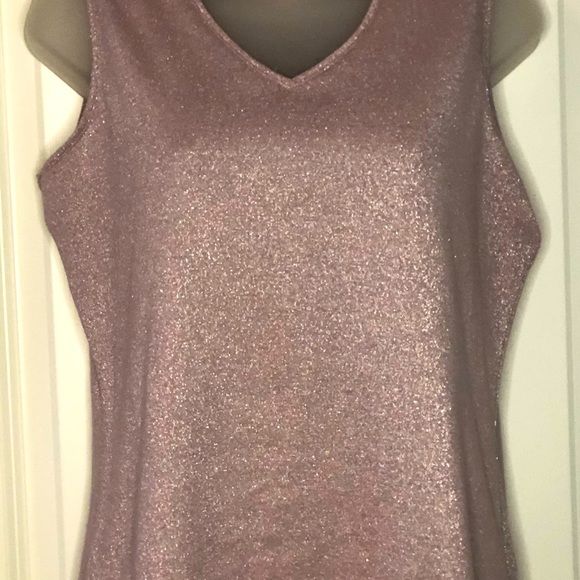 Susan Graver PINK GLITTER Sleeveless Top Sz Small - Picture 2 of 11